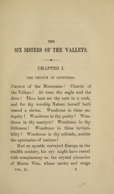 The six sisters of the valleys : an historical romance - University Library