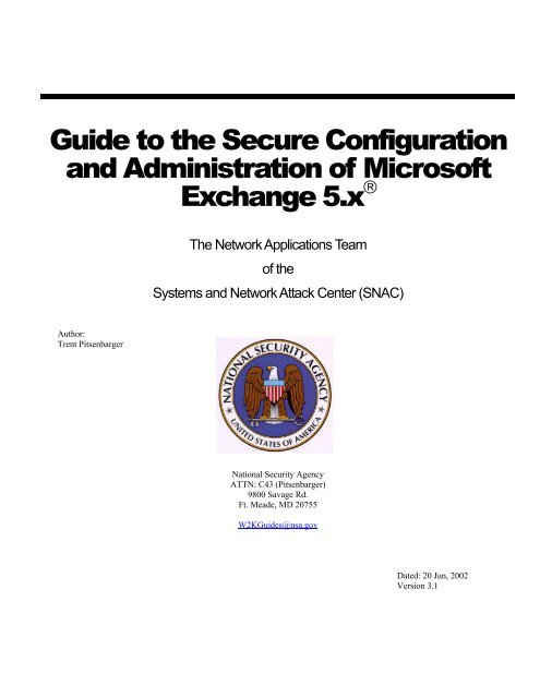 Guide to the Secure Configuration and Administration of Microsoft ...