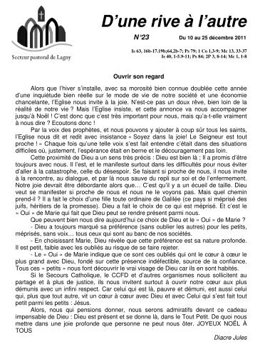 D'une rive à l'autre N°23 - Secteur Pastoral de Lagny - Free
