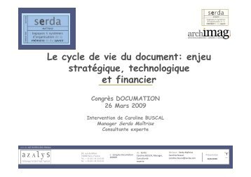 Le cycle de vie du document: enjeu stratégique ... - Serda