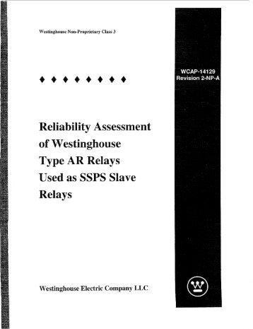 Reliability Assessment of Westinghouse Type AR Relays Used as ...