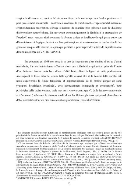 Panique génitale. Fluides menstruels et psychopathologie de la ...