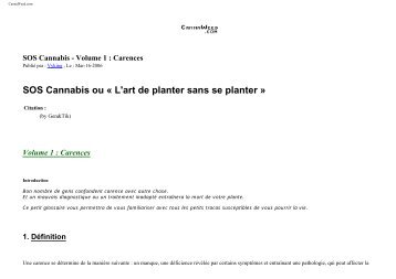 SOS Cannabis ou « L'art de planter sans se planter » - Free