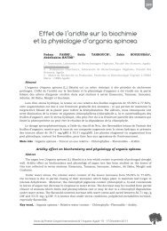 Effet de l'aridité sur la biochimie et la physiologie d'argania spinosa