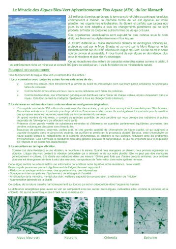 Le Miracle des Algues Bleu-Vert Aphanizomenon Flos Aquae ... - Free