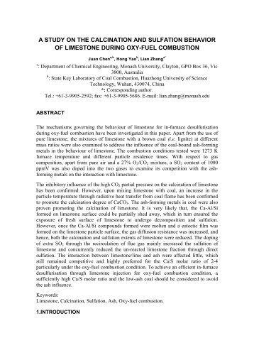 a study on the calcination and sulfation behavior of limestone during ...