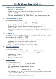 Les limites de la calculatrice - Page personnelle de M. ZERR