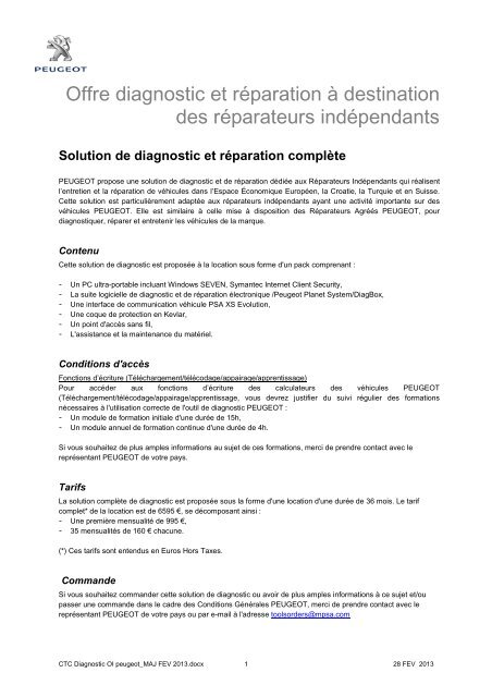 CTC Diagnostic OI peugeot_MAJ FEV 2013x - Peugeot Service Box
