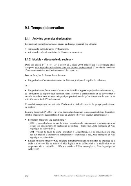 Enseignement spécialisé Forme 3 Phase 1 : Services aux ... - SeGEC