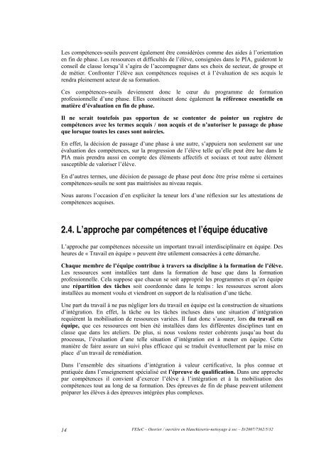 Enseignement spécialisé Forme 3 Phase 1 : Services aux ... - SeGEC