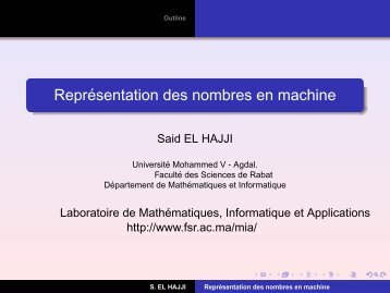 Représentation des nombres en machine - cours pour les smi