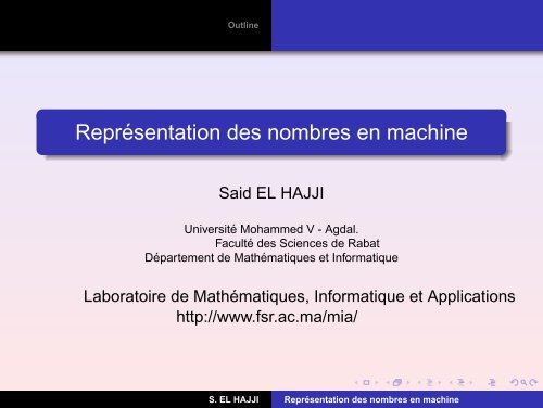 Représentation des nombres en machine - cours pour les smi