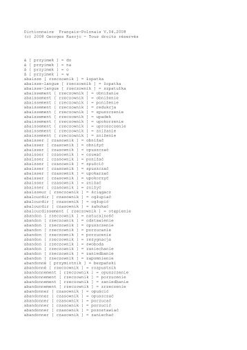 Dictionnaire Français-Polonais V - slowniki.org.pl
