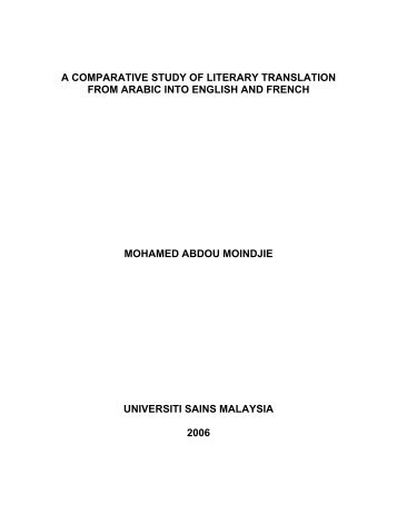 A comparative study of literary translation from - ePrints@USM