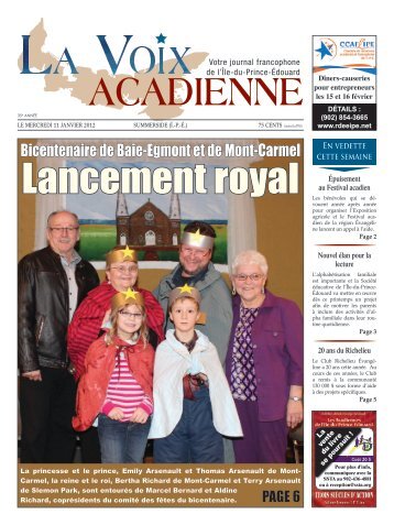 Bicentenaire de Baie-Egmont et de Mont-Carmel - La Voix acadienne