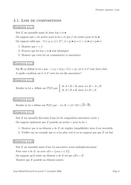 4. Groupes, anneaux, corps, arithmétique