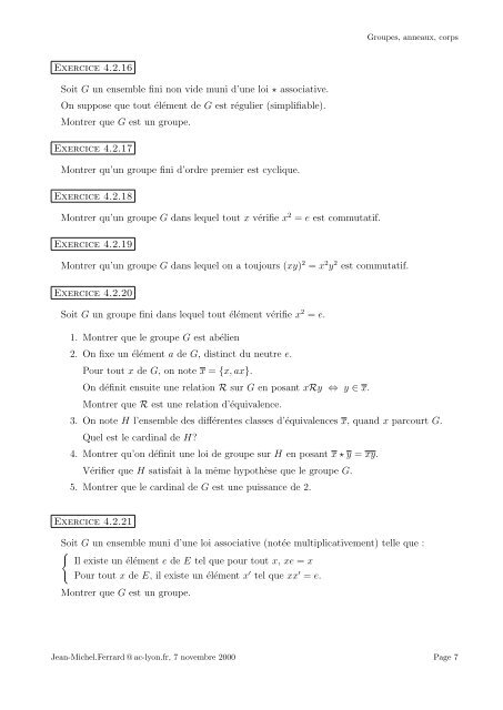 4. Groupes, anneaux, corps, arithmétique