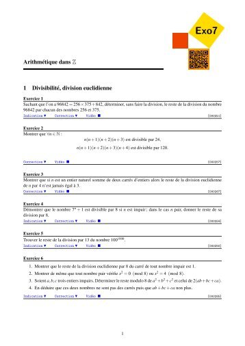 Arithmétique dans Z - Exo7 - Emath.fr