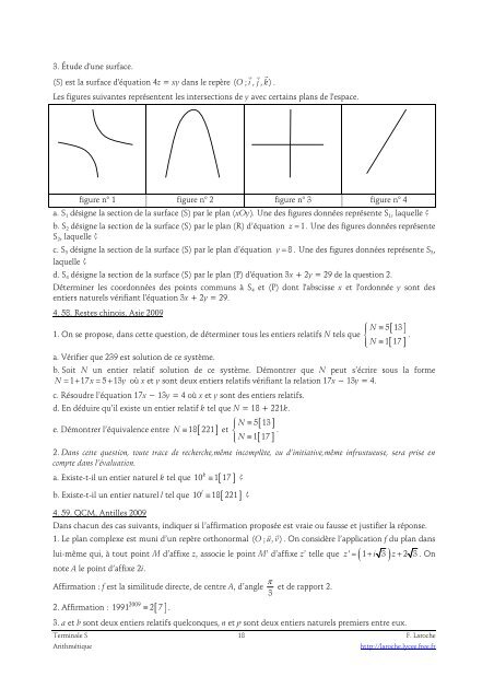 Arithmétique exercices - Laroche - Free