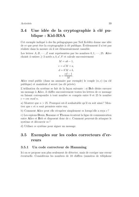 Cours et activités en arithmétique pour les classes ... - Robert Rolland