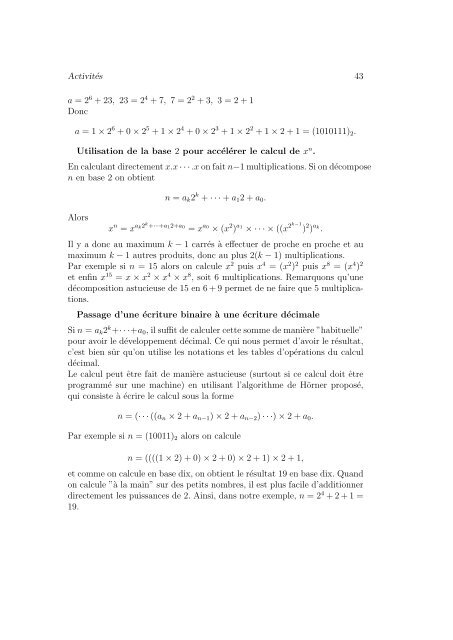 Cours et activités en arithmétique pour les classes ... - Robert Rolland