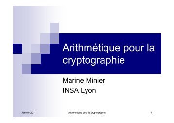 Arithmétique pour la cryptographie