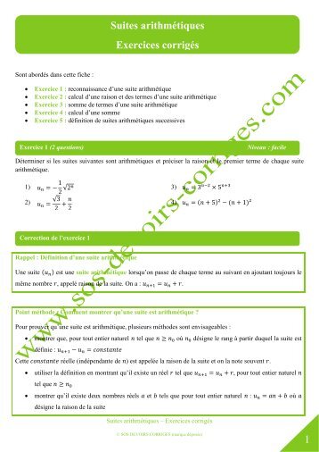 Les suites numériques 1. Vocabulaire et notations ...