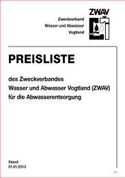 PREISLISTE - Zweckverband Wasser und Abwasser Vogtland