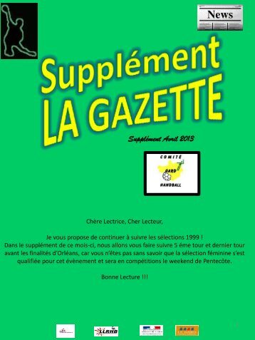 Supplément GAZETTE N°6 - Comité de Handball du Gard