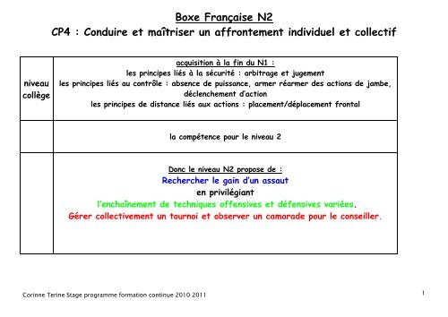 Boxe Française N2 CP4 : Conduire et maîtriser un affrontement ...