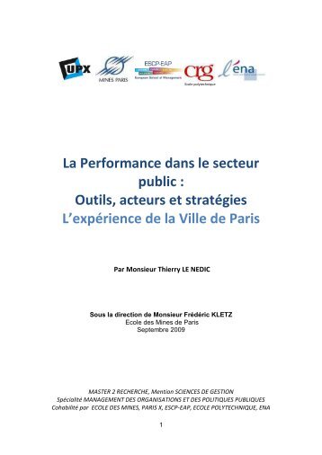 La Performance dans le secteur public : Outils, acteurs et stratégies ...