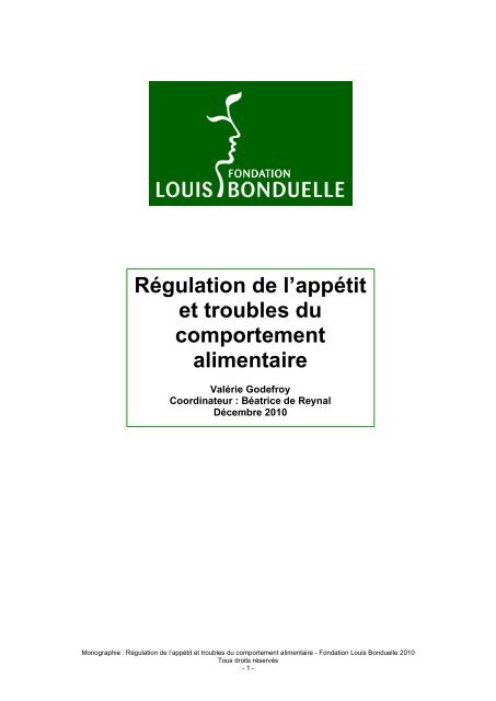 Régulation De L'appétit Et Troubles Du Comportement Alimentaire
