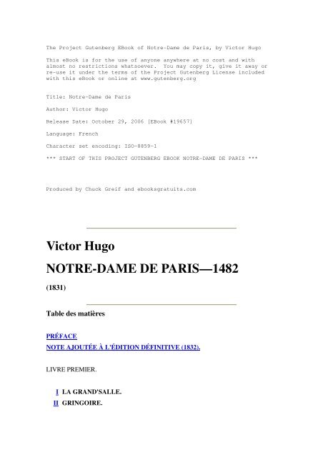 Victor Hugo Notre Dame De Paris1482 - 