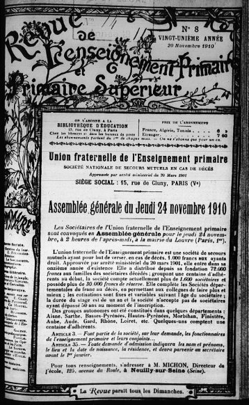 Assemblée générale du Jeudi 24 novembre 1910 - INRP