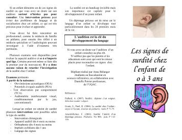 Les signes de surdité chez l'enfant de o à 3 ans - aqepa