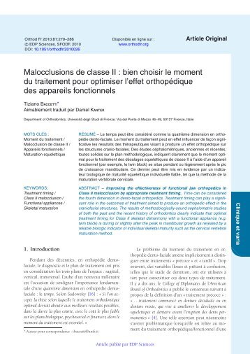 Malocclusions de classe II : bien choisir le moment du traitement ...