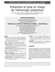Prevention et prise en charge de l'hemorragie postpartum - SOGC