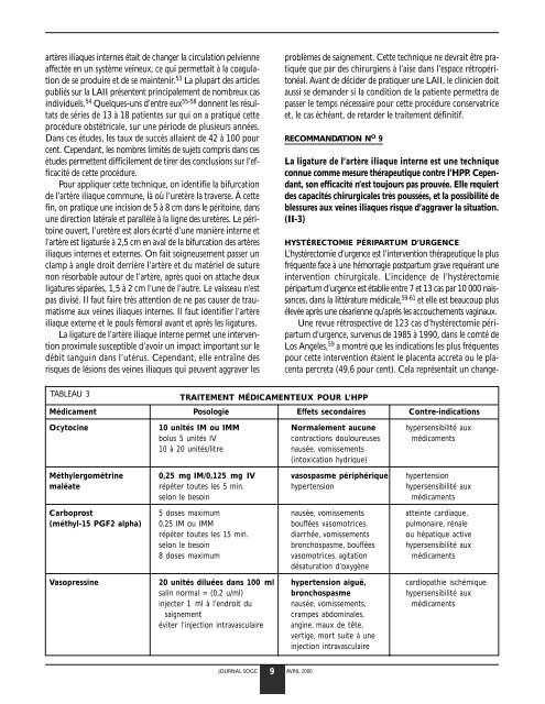 Prevention et prise en charge de l'hemorragie postpartum - SOGC