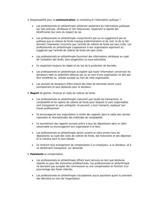 Rapport international des principes moraux dans la Collecte de ...