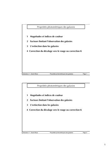 1 Propriétés photométriques des galaxies 1 ... - David Elbaz
