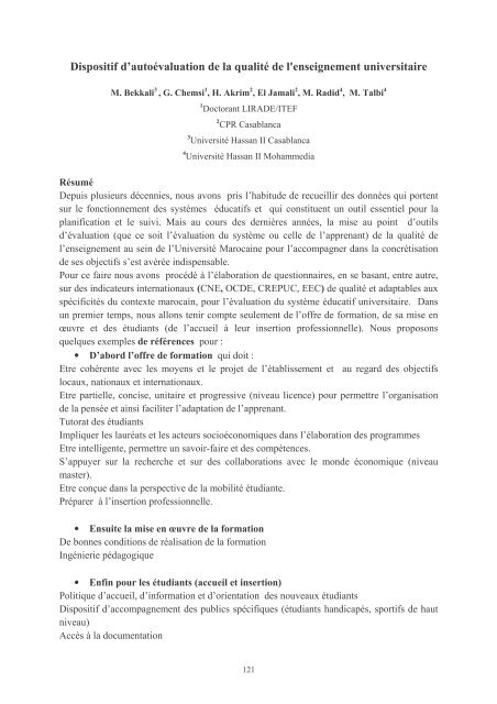 Résumés des communications