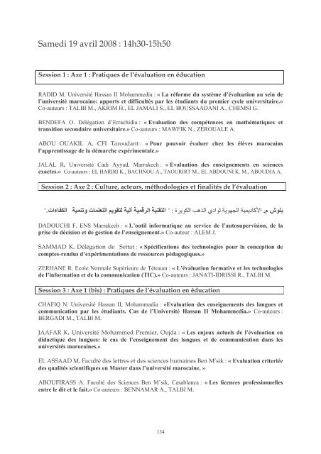 Résumés des communications