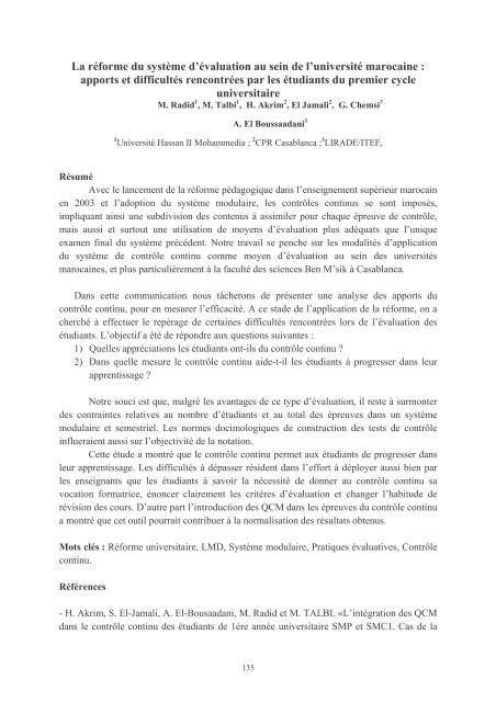 Résumés des communications