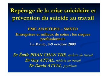 Repérage de la crise suicidaire et prévention du ... - ANMTEPH