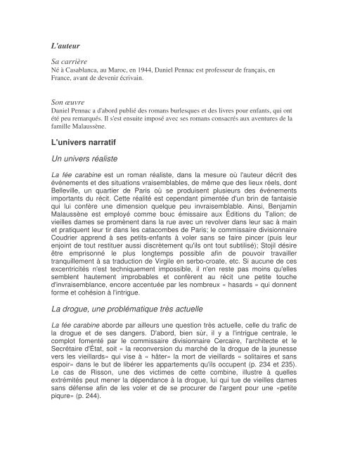 Fiche de lecture fée Carabine