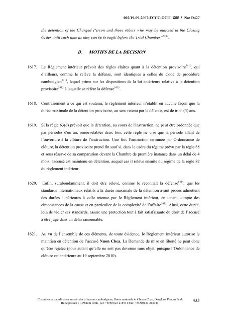 ORDONNANCE DE CLÔTURE