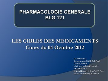 Les cibles des médicaments du 4 octobre - Cnam