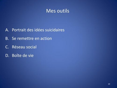 Une boîte à outils pour faire face à mes idées suicidaires - Revivre