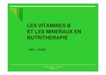 la vitamine b3/niacine - Cabinet Gardan
