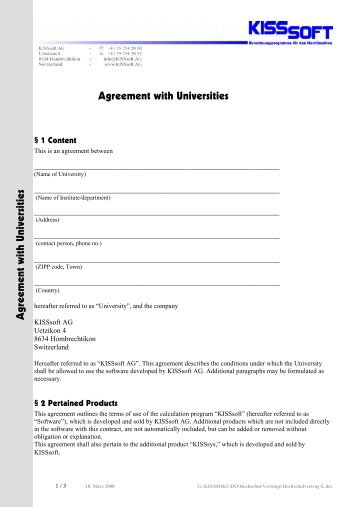 College Contract - KISSsoft AG